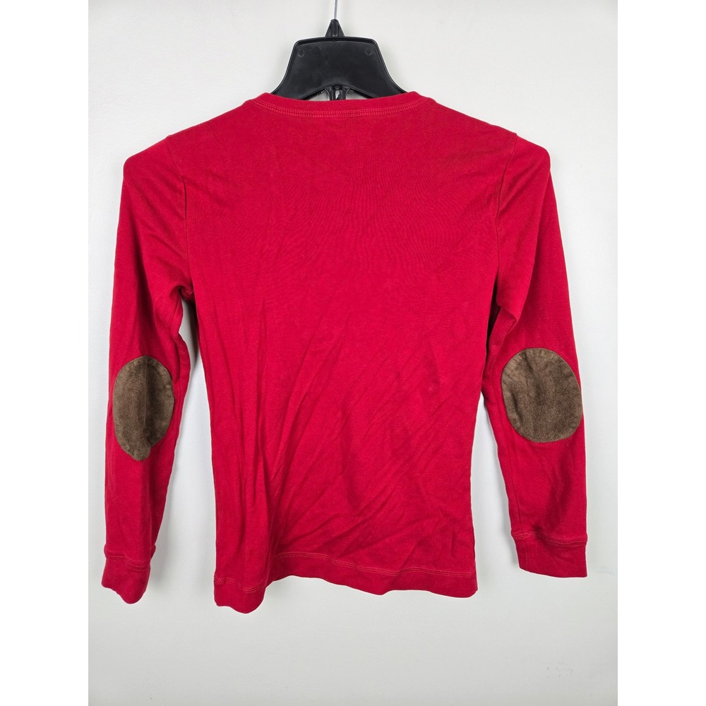 Lauren Ralph Lauren Red Long Sleeve Crew Neck Top,Suede Shoulder Elbow Patches M - Picture 7 of 8